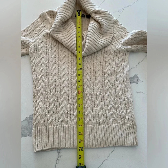 Jeanne Pierre Women’s 100% Cotton Cable Knit Cowl-neck Ivory Sweater EUC Medium. - Picture 8 of 8